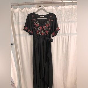 Black and Red Faux Wrap JessaKae Dress